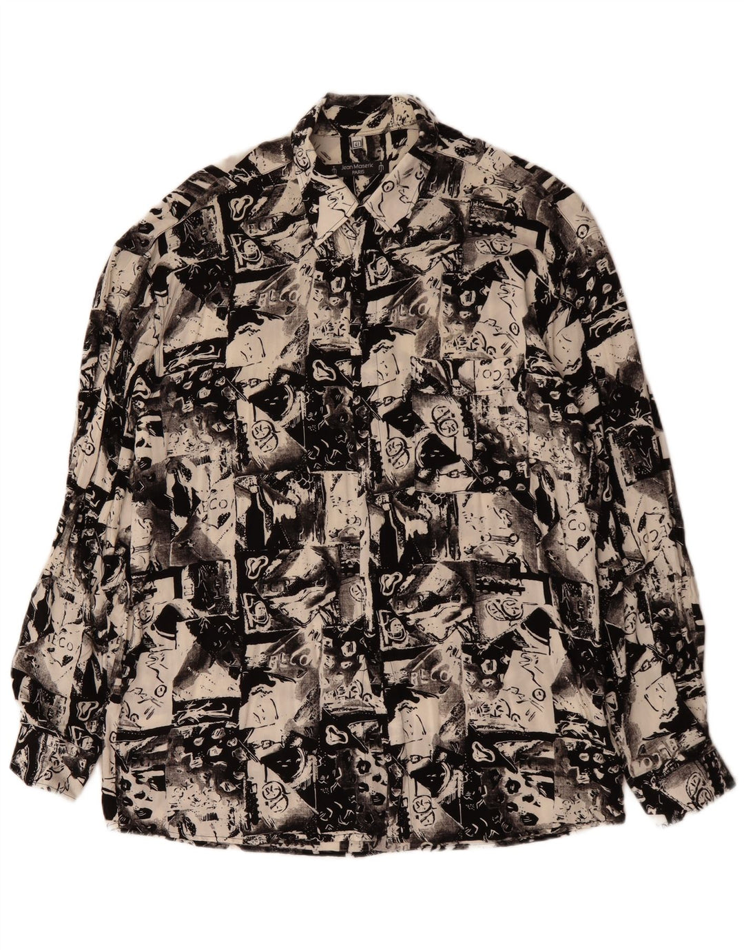 VINTAGE Ανδρικό πουκάμισο Abstract Pattern Μέγεθος 41 Large Μαύρο