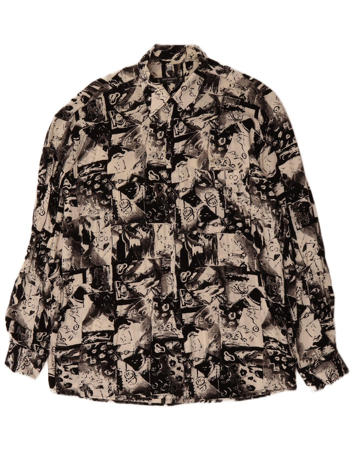 VINTAGE Ανδρικό πουκάμισο Abstract Pattern Μέγεθος 41 Large Μαύρο
