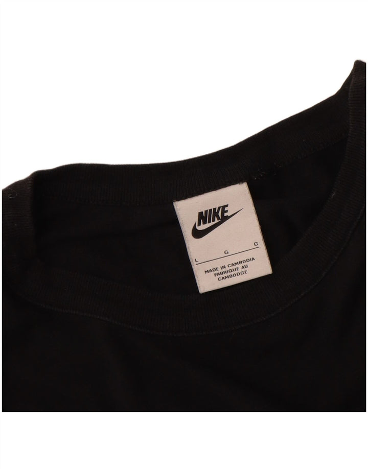 Ανδρικό γραφικό μπλουζάκι Nike, μεγάλο μαύρο βαμβακερό