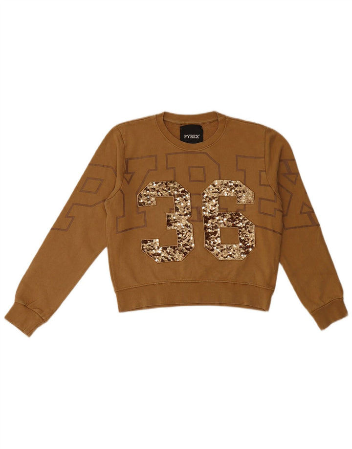 Γυναικείο Φούτερ Pyrex Graphic Jumper UK 6 XS Καφέ Βαμβακερό