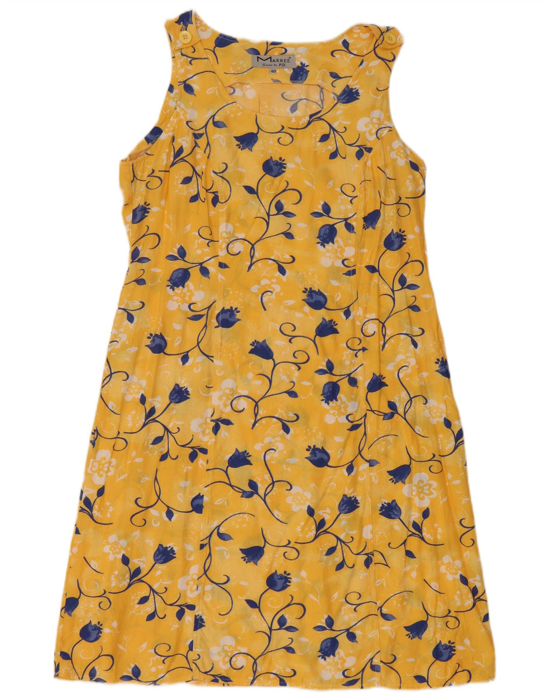 Vintage Γυναικείο Αμάνικο Basic Φόρεμα EU 40 Medium Yellow Floral