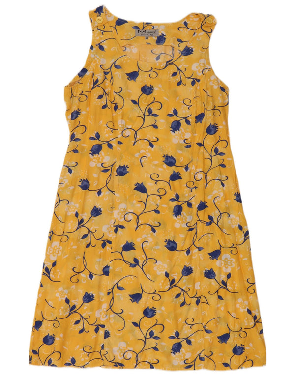 Vintage Γυναικείο Αμάνικο Basic Φόρεμα EU 40 Medium Yellow Floral