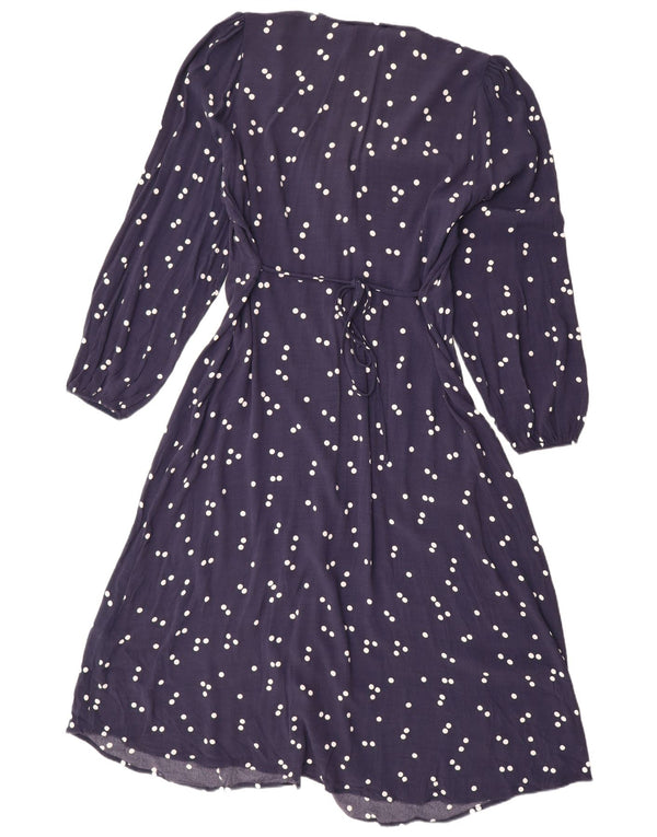 Marks & Spencer Γυναικείο μακρυμάνικο μάξι φόρεμα UK 22 3XL Navy Blue πουά