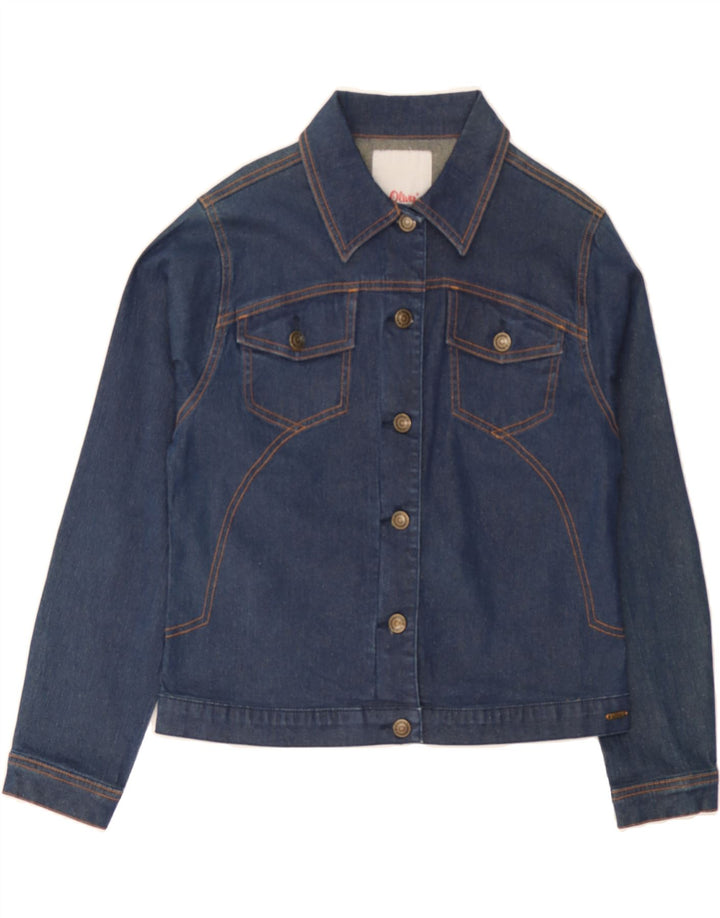 S.OLIVER Womens Denim Jacket UK 14 Large Navy Blue Cotton Vintage S.Oliver and Second-Hand S.Oliver from Messina Hembry 