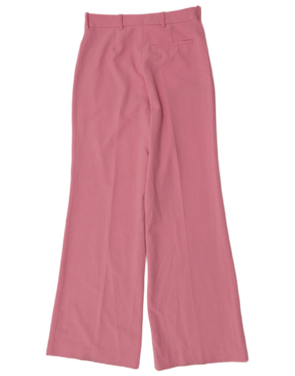 Zara Womens High Waist Wide Leg Suit Trousers Medium W28 L33 Pink Polyester