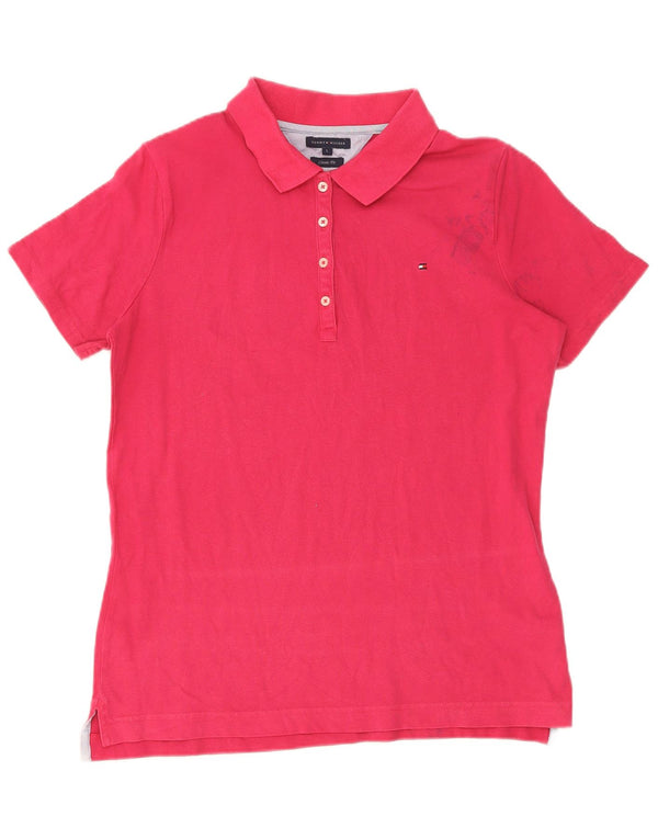 Tommy Hilfiger Womens Classic Fit Polo Shirt UK 16 Large Pink Cotton