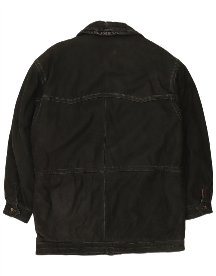 VINTAGE Ανδρικό Δερμάτινο Παλτό IT 52 XL Μαύρο Δερμάτινο