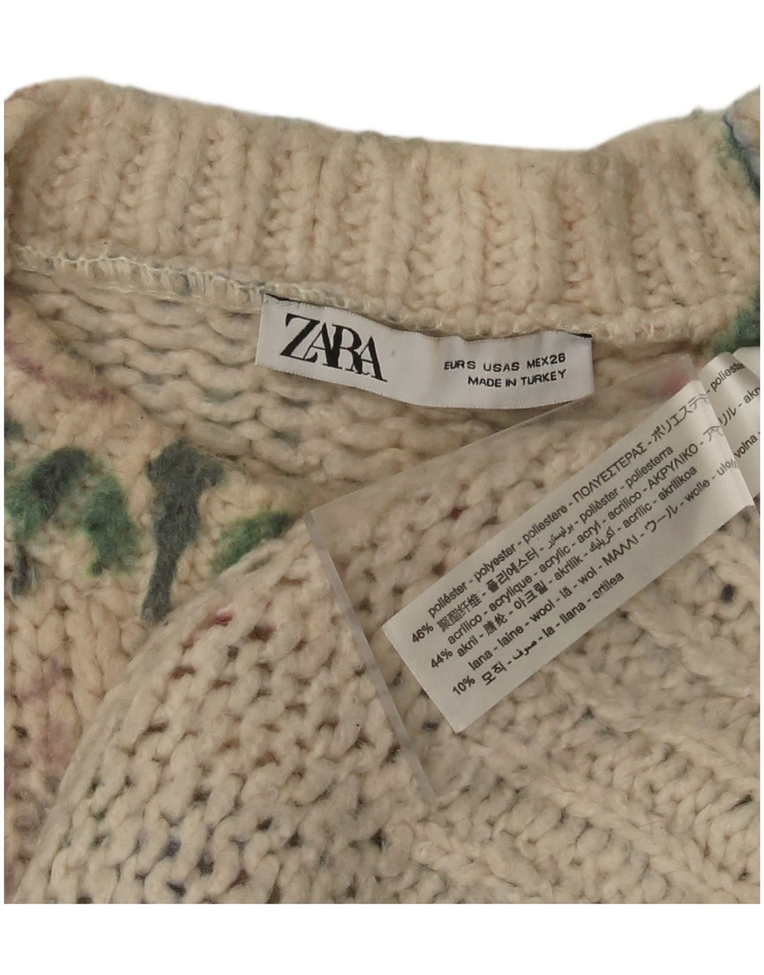 Γυναικείο πουλόβερ ZARA Crew Neck Jumper UK 10 Small πολύχρωμο Floral