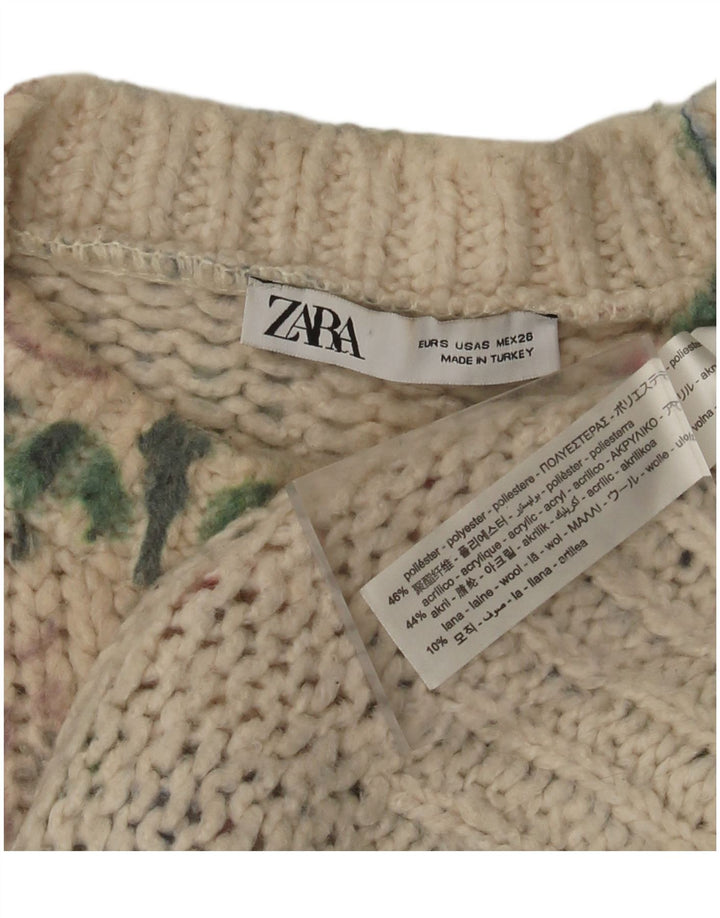 Γυναικείο πουλόβερ ZARA Crew Neck Jumper UK 10 Small πολύχρωμο Floral