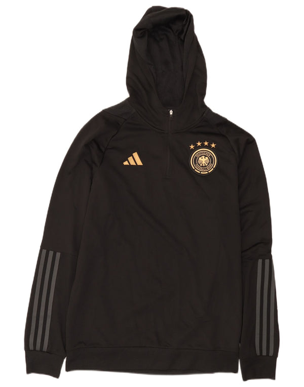 Adidas Mens Deutscher Fussball Bund με φερμουάρ Hoodie Jumper Μεσαίο Μαύρο