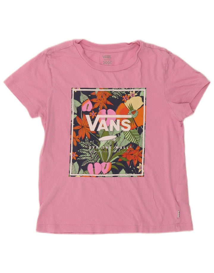 Vans Γυναικεία γραφικά T-Shirt Top UK 10 Small Pink