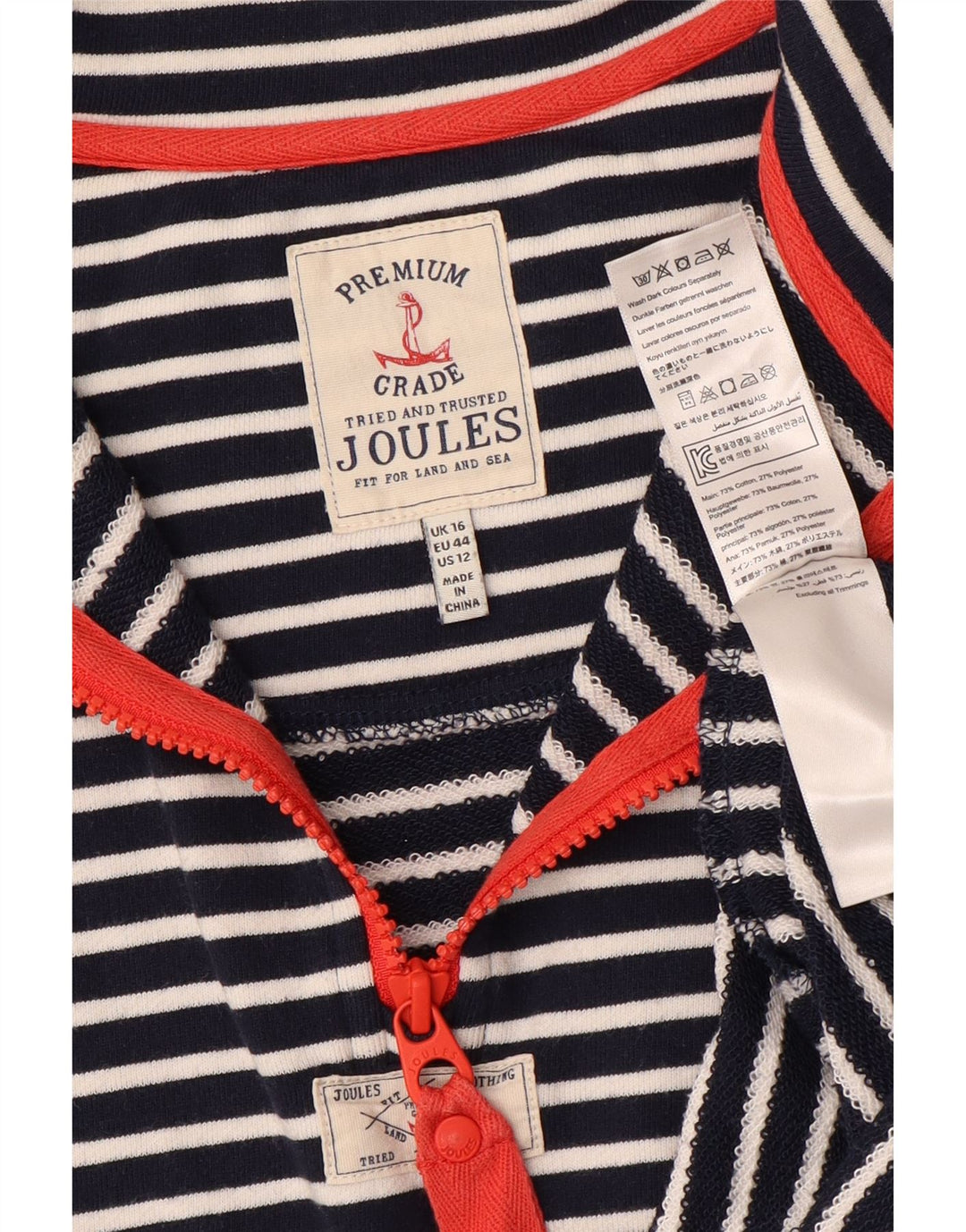 JOULES Γυναικείο φούτερ μεγάλου μεγέθους Jumper UK 16 Large Navy Blue ριγέ