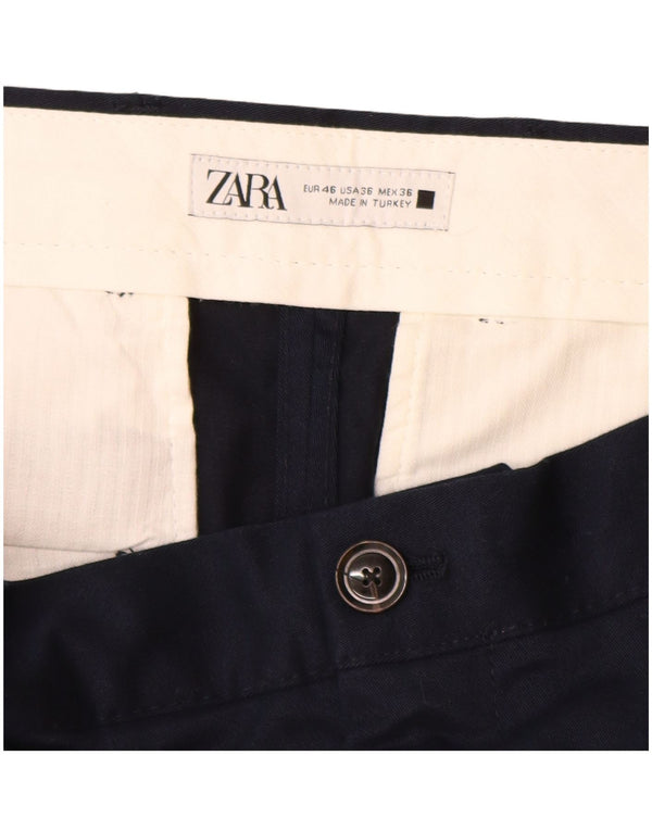 Zara Ανδρικό κωνικό παντελόνι Chino EU 46 XL W36 L31 Navy Blue Cotton