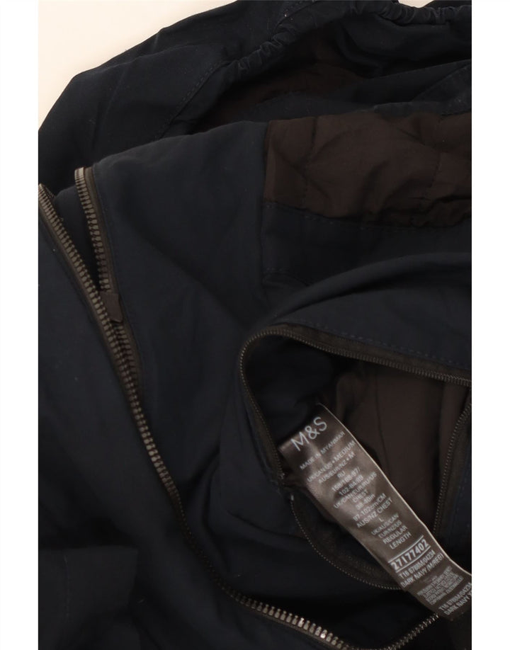 Ανδρικό μπουφάν με κουκούλα Marks & Spencer Utility UK 38 Medium Navy Blue Cotton