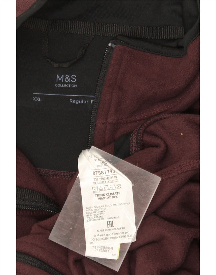 MARKS & SPENCER Ανδρικό Fleece Jacket UK 42 2XL μπορντό