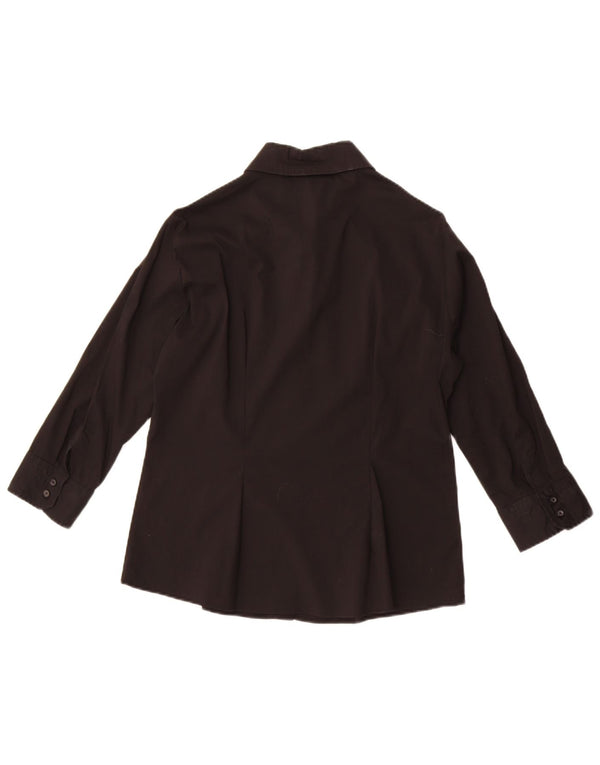 Zara Γυναικείο πουκάμισο 3/4 Μπλούζα UK 18 XL Μαύρο βαμβακερό