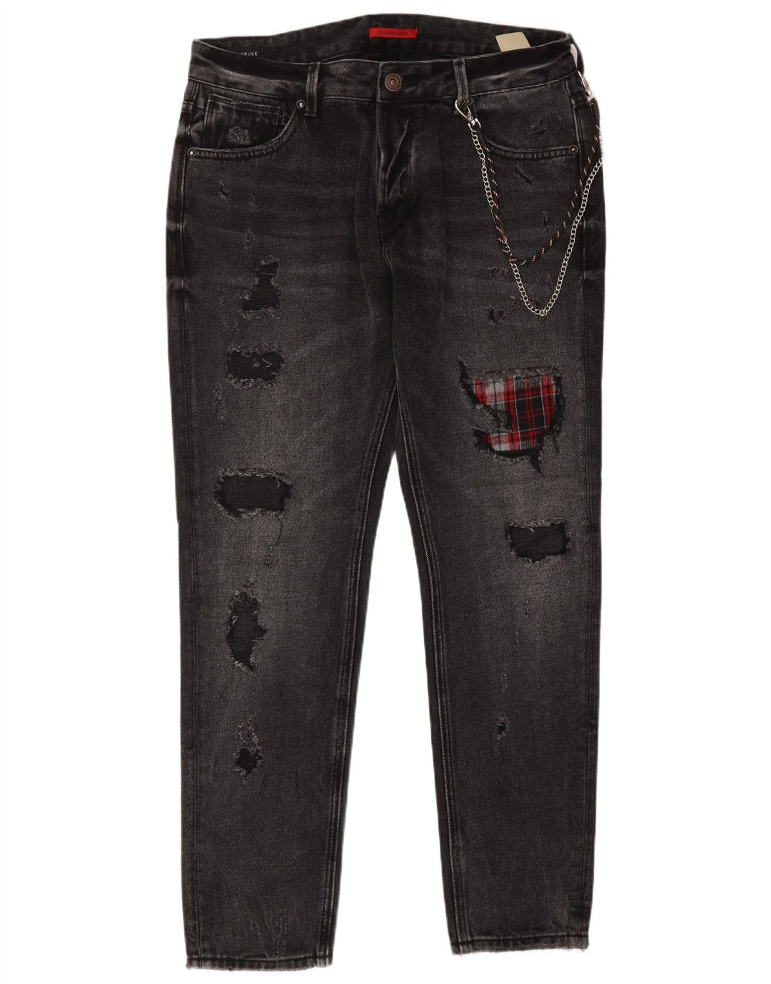 Gianni Lupo Ανδρικό Bruce Distressed Slim Jeans IT 48 Medium W34 L30 Grey