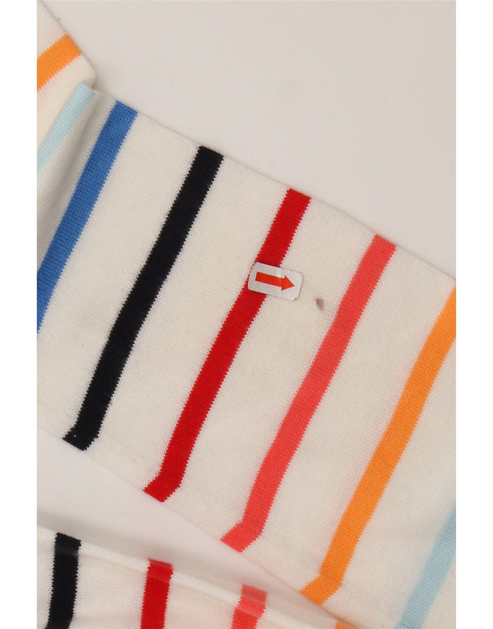 TOMMY HILFIGER Γυναικείο πουλόβερ με λαιμόκοψη με V λαιμόκοψη UK 10 Small White ριγέ