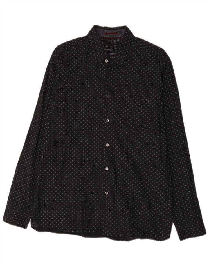 Ανδρικό πουκάμισο Ted Baker Νούμερο 6 2XL Μαύρο γεωμετρικό βαμβακερό