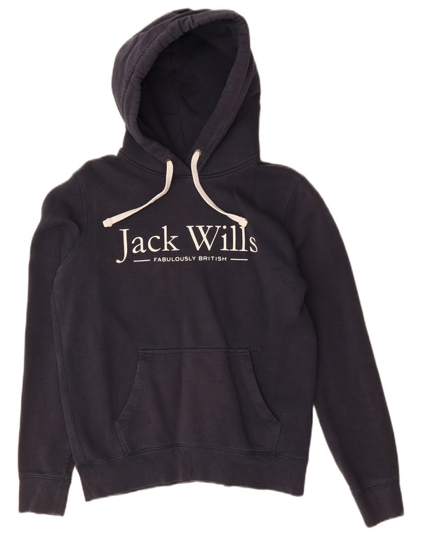 Jack Wills Γυναικείο γραφικό γραφικό κουκούλα Jumper UK 10 Small Navy Blue