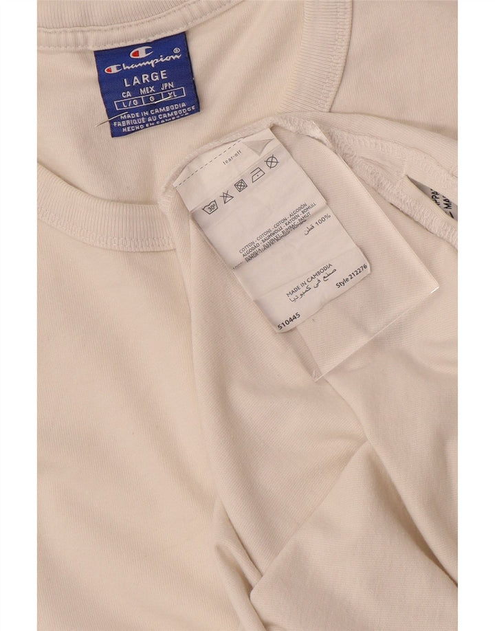 CHAMPION Ανδρικό γραφικό T-Shirt Top μεγάλο λευκό βαμβακερό