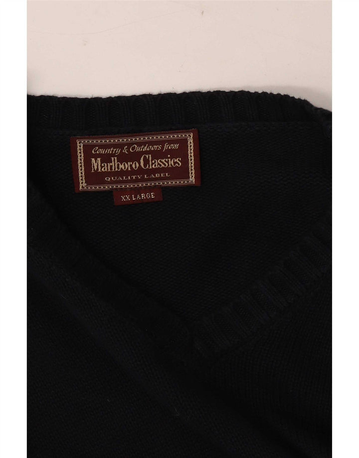 Ανδρικό πουλόβερ Marlboro Classics με V λαιμόκοψη 2XL Navy Blue