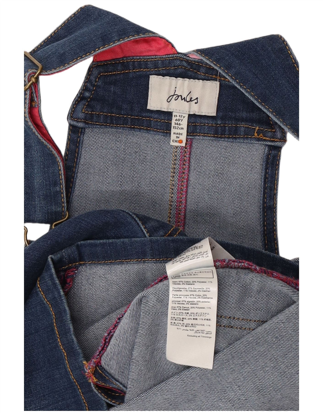 JOULES Girls Denim Dungaree Φόρεμα 11-12 ετών Μπλε βαμβακερό