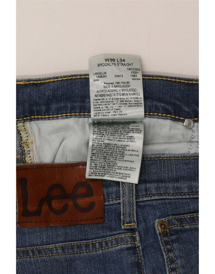 Lee Mens Brooklyn Straight Jeans W36 L32 Blue Cotton