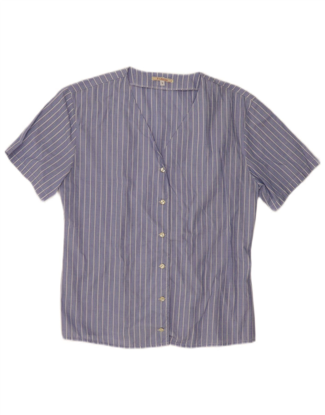 PAOLO PECORA Γυναικείο κοντομάνικο πουκάμισο UK 10 Small blue pinstripe βαμβακερό