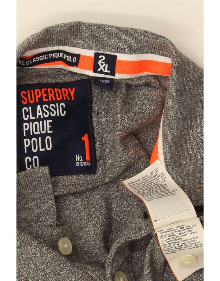 Ανδρικό μπλουζάκι πόλο Superdry 2XL Γκρι βαμβακερό