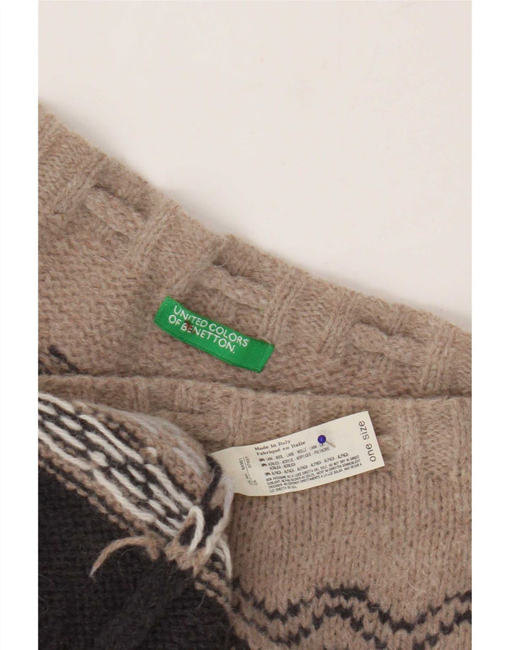 Benetton Γυναικεία Πλεκτή Μίντι Φούστα Ένα Νούμερο Καφέ Γεωμετρικό Μάλλινο Έθνικ