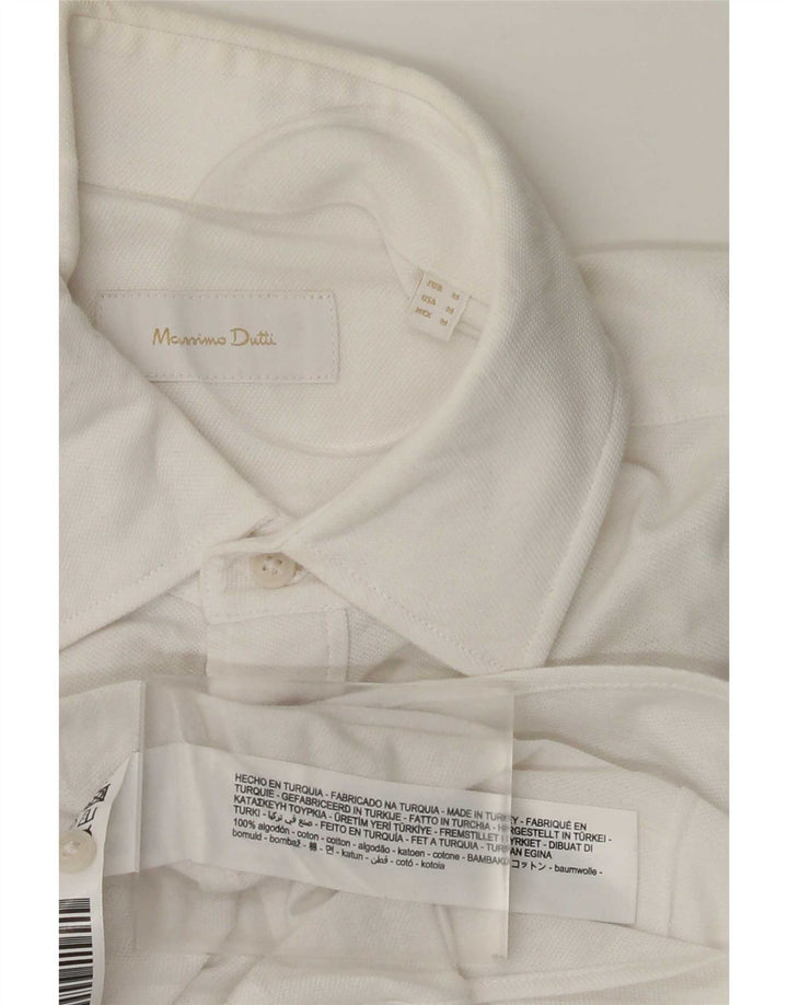 Ανδρικό κοντομάνικο πουκάμισο Massimo Dutti, Λευκό μεσαίο βαμβακερό