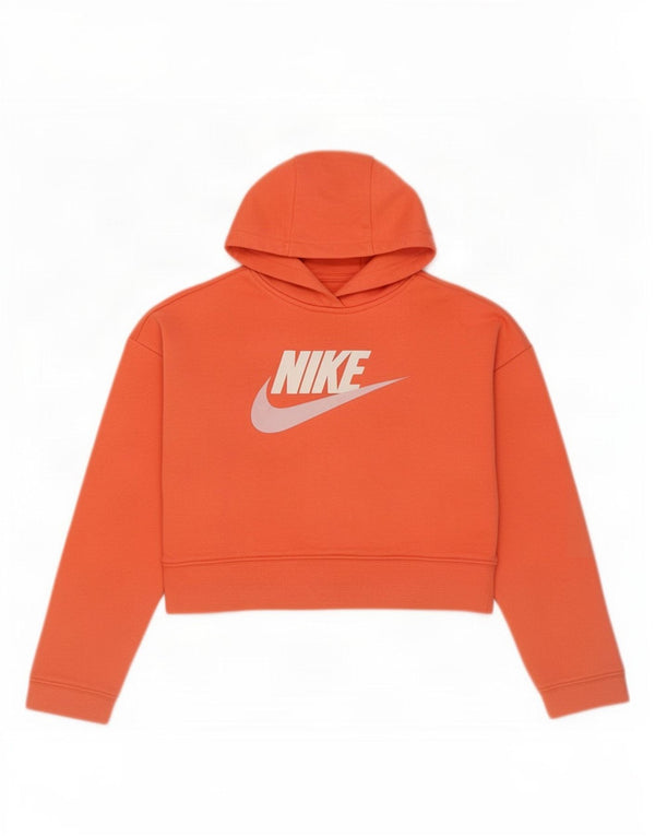 Nike Girls Crop Graphic Hoodie Jumper 10-11 ετών Μεσαίο πορτοκαλί βαμβάκι
