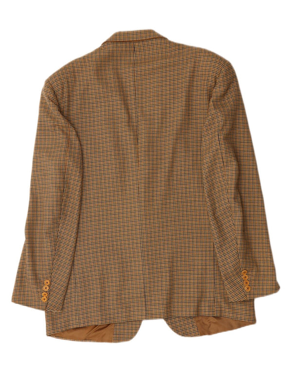 Vintage Ανδρικό τζάκετ σακάκι με 2 κουμπιά IT 54 2XL καφέ Houndstooth παρθένο μαλλί