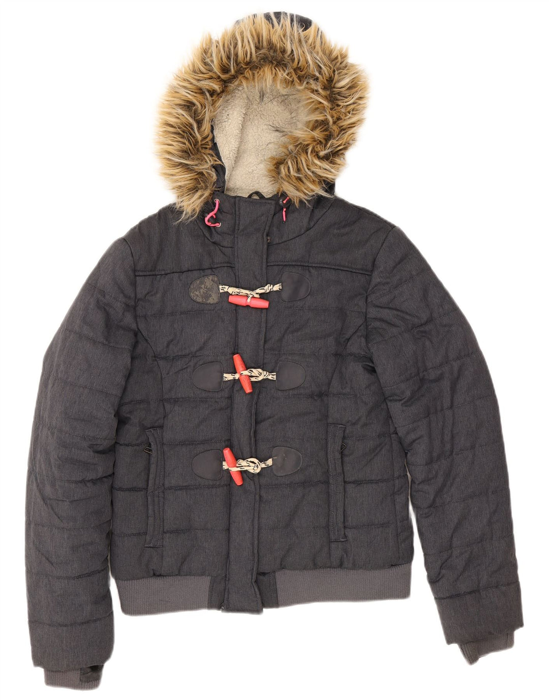 Superdry γυναικείο μπουφάν με κουκούλα UK 12 Medium Navy Blue Polyester