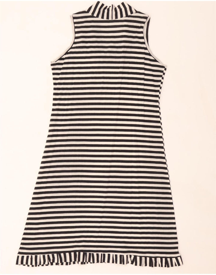 VINTAGE Womens Sleeveless Basic Dress UK 12 Medium Black Striped Vintage Vintage and Second-Hand Vintage from Messina Hembry 