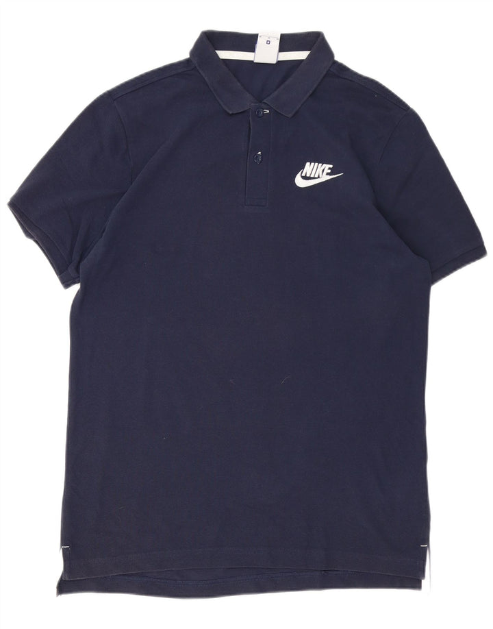 Ανδρικό μπλουζάκι πόλο Nike από μεσαίο μπλε ναυτικό βαμβακερό