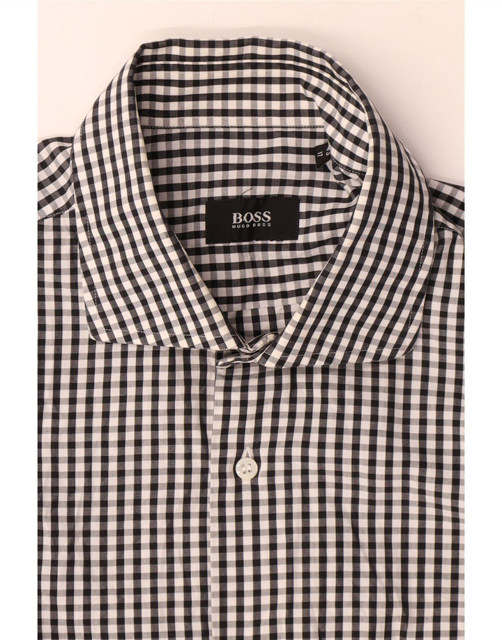 Ανδρικό πουκάμισο Hugo Boss 43 17 XL Μαύρο βαμβακερό Gingham