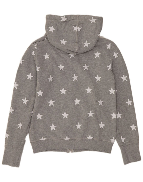 SUPERDRY Womens Abstract Pattern Zip Hoodie Sweater UK 12 Medium  Grey