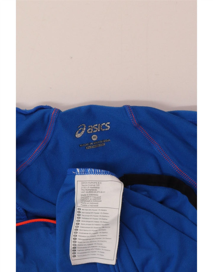 Asics Ανδρικό μπλουζάκι με φερμουάρ με κουκούλα και μακρυμάνικο μεσαίο μπλε πολυεστέρας