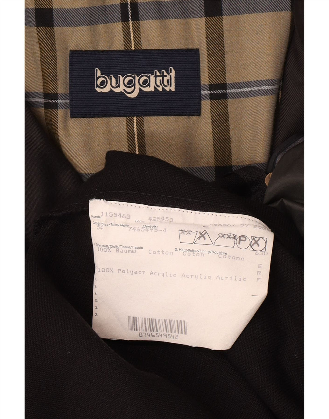 Bugatti Ανδρικό Πανωφόρι IT 54 2XL Μαύρο Βαμβακερό