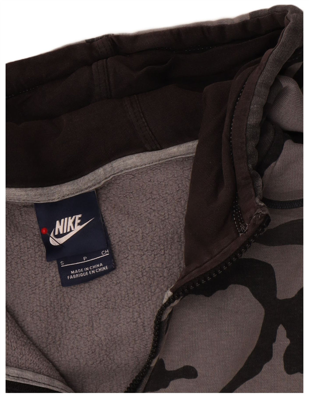 Ανδρικό πουλόβερ Nike με φερμουάρ με κουκούλα, μικρό γκρι βαμβακερό καμουφλάζ