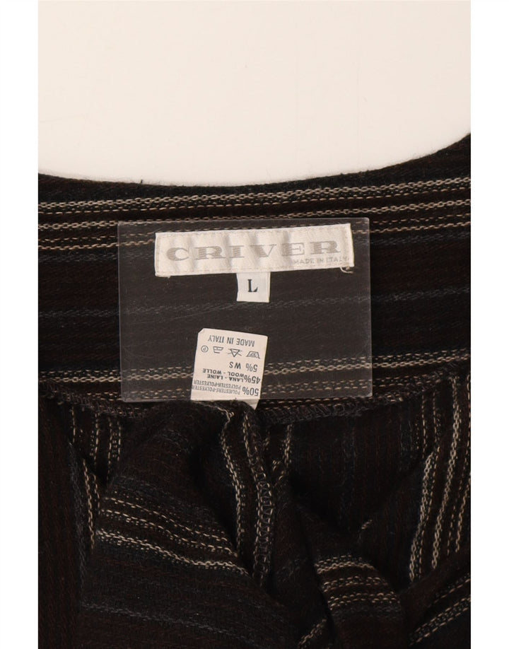 CRIVER Ανδρικό Γιλέκο Μεγάλο Καφέ Ριγέ Πολυεστέρας