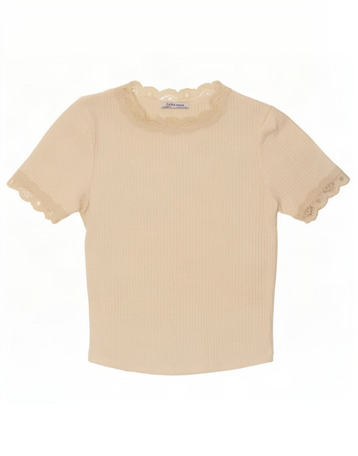 Zara Γυναικεία Μπλούζα Crop Top UK 12 Medium White