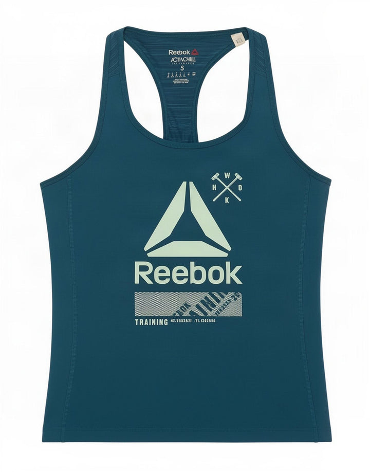 Γυναικείο γιλέκο Reebok UK 8/10 Μικρός πολυεστέρας με φλύκταινες μπλε