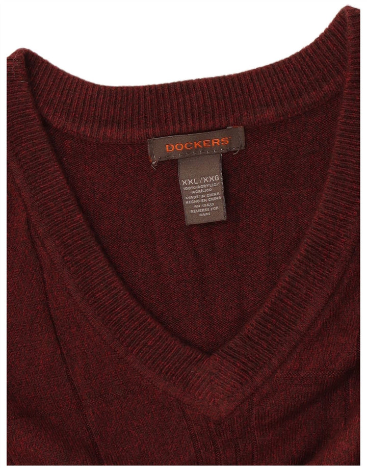 DOCKERS Ανδρικό γιλέκο Tank Top 2XL Burgundy Check Acrylic