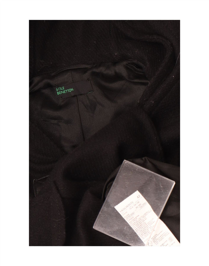 Benetton Γυναικείο παλτό Duffle με κουκούλα IT 42 μεσαίο μαύρο μαλλί