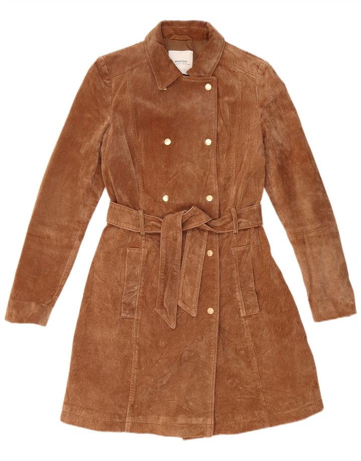 Γυναικείο παλτό Mango Suede UK 12 Δερμάτινο μεσαίο καφέ