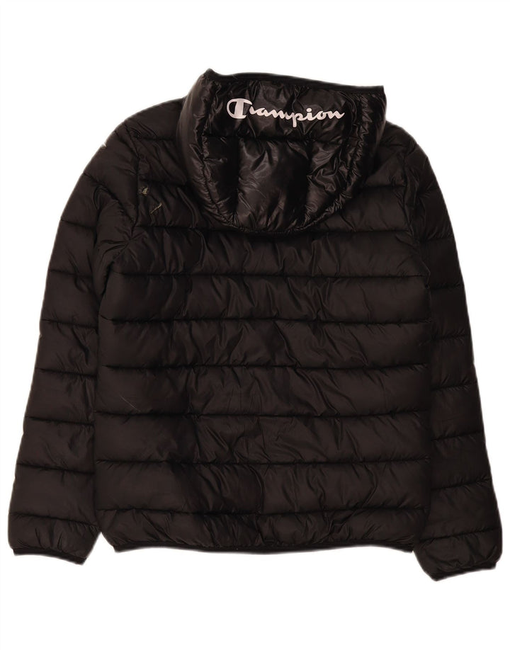 Champion Boys Hooded Jacket 11-12 Years Large Black Polyester