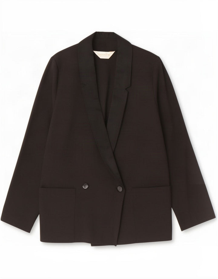 Vintage γυναικείο διπλό μπουφάν μπλέιζερ EU 36 Small Black Polyester